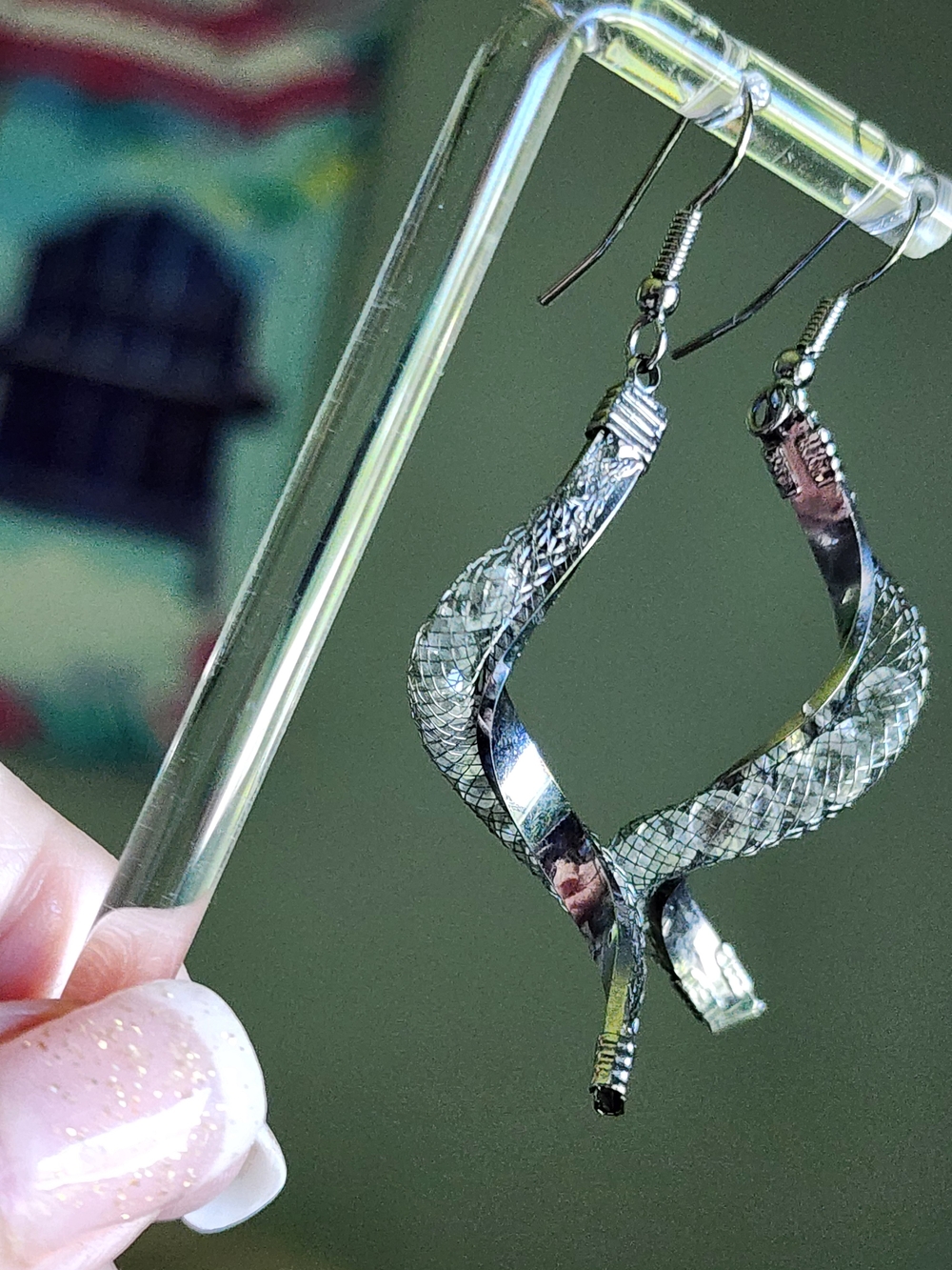 Silver Twisted Mesh Drop Earrings - Women Jewelry